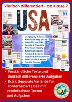 Vorschau - Arbeitsblätter - USA - vierfach differenziert inkl. Extraversion Förderbedarf - Deckblatt