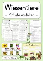 Vorschau - Unterrichtsreihen - Wiesentiere / Tiere der Wiese: Plakat erstellen (2./3./4. Klasse) - Deckblatt