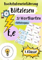 Vorschau - Aufgabenkarten - Buchstabeneinführung E - Buchstabe E - Blitzlesen E - Deckblatt
