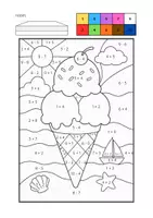 Voorbeeld - Rekenkleurplaten: Zomer - Niveau eerste leerjaar (groep 3)
Tot 10 of 20 - Pagina 3