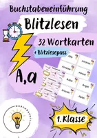 Vorschau - Spiele - Buchstabeneinführung A, E, I, O, U - Buchstabe A, E, I, O, U - Blitzlesen A, E, I, O, U - Seite 1