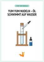 Vorschau - Arbeitsblätter - Yum Yum Nudeln – Öl schwimmt auf Wasser - Chemie - Protokoll + Arbeitsblätter - Deckblatt
