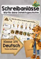 Vorschau - Arbeitsblätter - Schreibanlässe: Würfle deine Detektivgeschichte / Würfelgeschichten - Deckblatt
