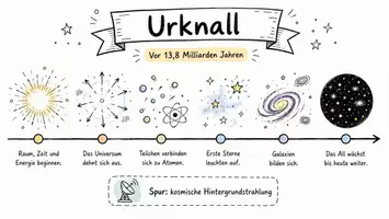 Vorschau - Arbeitsblätter - AB mit Fragen zum Thema "Urknall" + Lösungsblatt + Mindmap + Infografiken - Seite 1