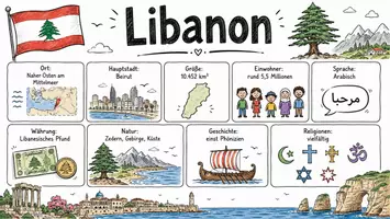 Vorschau - Arbeitsblätter - AB mit Fragen zum Thema "Libanon" + Lösungsblatt + Infografik - Seite 1