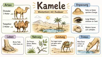 Vorschau - Arbeitsblätter - Arbeitsblätter zum Thema "Kamel" (Lückentext, Hörverstehen) + Lösung & MP3 + Infografik - Seite 1