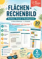 Vorschau - Mal- und Bastelvorlagen - Flächen-Rechenbild Mathe Rechteck, Dreieck, Parallelogramm 2. Klasse Mittelschule - Deckblatt