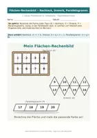 Vorschau - Mal- und Bastelvorlagen - Flächen-Rechenbild Mathe Rechteck, Dreieck, Parallelogramm 2. Klasse Mittelschule - Seite 1