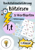 Vorschau - Fördermaterial/Inklusion - Buchstabeneinführung T - Buchstabe T - Blitzlesen T - Deckblatt
