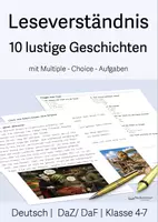 Vorschau - Arbeitsblätter - Leseverständnis - 10 lustige Geschichten mit Bildern und Multiple-Choice, Kl. 4-7 - Deckblatt