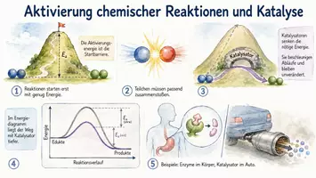 Vorschau - Arbeitsblätter - Arbeitsblatt "Aktivierung chemischer Reaktionen und Katalyse" + interaktive Lösung & MP3 + Infografik - Seite 1