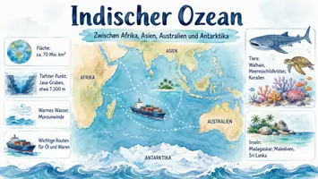 Vorschau - Arbeitsblätter - Arbeitsblatt "Indischer Ozean" + Onlineübung & MP3 + Mindmap + Infografik - Seite 1
