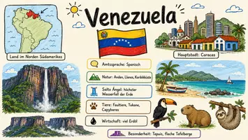 Vorschau - Arbeitsblätter - Arbeitsblätter zum Thema "Venezuela" (Lückentext, Hörverstehen) + Lösung & MP3 + Mindmap + Infografik - Seite 1