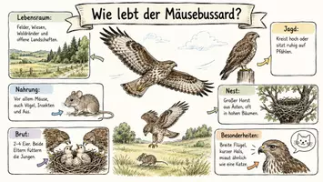 Vorschau - Arbeitsblätter - Arbeitsblätter "Wie lebt der Mäusebussard?" + Lösung & MP3 + Infografik - Seite 3