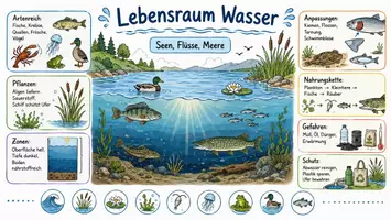 Vorschau - Arbeitsblätter - Lernplakat + AB mit Fragen zum Thema "Lebensraum Wasser" + Lösungsblatt + Mindmap + Infografik - Seite 2