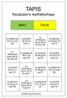 Aperçu - Apprentissages en autonomie - Jeu du tapis - vocabulaire mathématique - Page 1