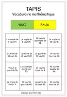 Aperçu - Apprentissages en autonomie - Jeu du tapis - vocabulaire mathématique - Page 3