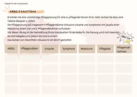 Vorschau - Arbeitsblätter - Pflegeplanung schreiben mit Arbeitsauftrag für die Praxis - Seite 1