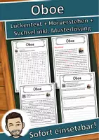 Vorschau - Unterrichtsreihen - Oboe Lückentext mit Wortspeicher Hörverstehen und Suchsel - Deckblatt