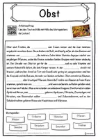Vorschau - Unterrichtsreihen - Obst Lückentext mit Wortspeicher Hörverstehen und Suchsel - Seite 1