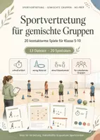Vorschau - Arbeitsblätter - Sportvertretung für gemischte, unbekannte Gruppen – 20 kontaktarme Spiele ohne Körperkontakt für den Sportunterricht - Deckblatt