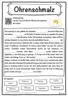 Vorschau - Unterrichtsreihen - Ohrenschmalz Lückentext mit Wortspeicher Hörverstehen und Suchsel - Seite 1
