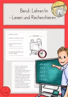 Vorschau - Arbeitsblätter - Lesen Recherchieren Berufe Lehrer - Deckblatt