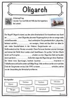 Vorschau - Unterrichtsreihen - Oligarch Lückentext mit Wortspeicher Hörverstehen und Suchsel - Seite 1