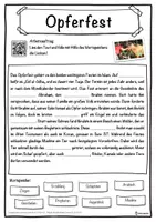 Vorschau - Unterrichtsreihen - Opferfest Lückentext mit Wortspeicher Hörverstehen und Suchsel - Seite 1