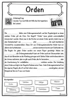 Vorschau - Unterrichtsreihen - Orden Lückentext mit Wortspeicher Hörverstehen und Suchsel - Seite 1