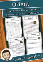 Vorschau - Unterrichtsreihen - Orient Lückentext mit Wortspeicher Hörverstehen und Suchsel - Deckblatt