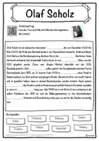 Vorschau - Unterrichtsreihen - Olaf Scholz Lückentext mit Wortspeicher Hörverstehen und Suchsel - Seite 1