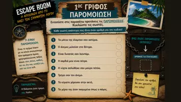 Προεπισκόπηση - Υποστηρικτικό υλικό / Ειδική αγωγή - Escape room- Απόδραση από το νησί των Σχημάτων Λόγου. Για μαθητές Γυμνασίου (Παρομοίωση - Μεταφορά- Προσωποποίηση -Επανάληψη- Υπερβολή) - Σελίδα 2