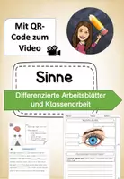 Vorschau - Arbeitsblätter - Die Sinne - AB zum Auge mit Video + Klassenarbeit zu Sinnen - Deckblatt