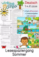 Vorschau - Stationenlernen - Lesespaziergang | Lesen | Sommer | differenziert | Lösungen - Deckblatt