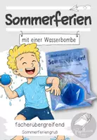 Vorschau - Mal- und Bastelvorlagen - Sommerferiengruß "Wasserschlacht" | "Wasserbombe" - Deckblatt