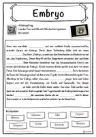 Vorschau - Unterrichtsreihen - Embryo Lückentext mit Wortspeicher Hörverstehen und Suchsel - Seite 1