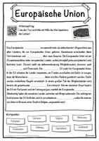 Vorschau - Unterrichtsreihen - Europäische Union Lückentext mit Wortspeicher Hörverstehen und Suchsel - Seite 1