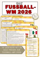 Vorschau - Arbeitsblätter - Fußball-WM 2026 - Lesetext und Quizfragen, mit Lösungen & editierbar - Deckblatt