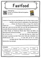 Vorschau - Unterrichtsreihen - Fastfood Lückentext mit Wortspeicher Hörverstehen und Suchsel - Seite 1
