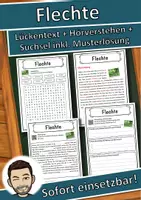 Vorschau - Unterrichtsreihen - Flechte Lückentext mit Wortspeicher Hörverstehen und Suchsel - Deckblatt