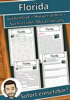Vorschau - Unterrichtsreihen - Florida Lückentext mit Wortspeicher Hörverstehen und Suchsel - Deckblatt