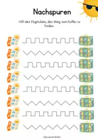 Vorschau - Arbeitsblätter - Kostenloses Arbeitsblatt Schuljahresende | Feinmotorik | Grafomotorik | Nachspuren Sommerferien Grundschule Vorschule Kita 🪪🧳 - Deckblatt