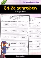 Vorschau - Arbeitsblätter - KOSTENLOS: Satzpuzzle – Sätze bilden in der Grundschule - Deckblatt