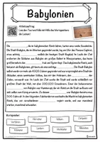Vorschau - Unterrichtsreihen - Babylonien Lückentext mit Wortspeicher Hörverstehen und Suchsel - Seite 1