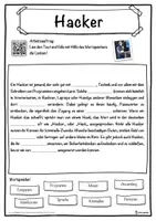 Vorschau - Unterrichtsreihen - Hacker Lückentext mit Wortspeicher Hörverstehen und Suchsel - Seite 1