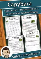 Vorschau - Unterrichtsreihen - Capybara Lückentext mit Wortspeicher Hörverstehen und Suchsel - Deckblatt