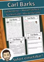 Vorschau - Unterrichtsreihen - Carl Barks Lückentext mit Wortspeicher Hörverstehen und Suchsel - Deckblatt
