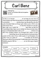 Vorschau - Unterrichtsreihen - Carl Benz Lückentext mit Wortspeicher Hörverstehen und Suchsel - Seite 1
