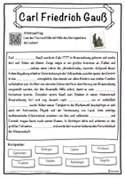 Vorschau - Unterrichtsreihen - Carl Friedrich Gauß Lückentext mit Wortspeicher Hörverstehen und Suchsel - Seite 1